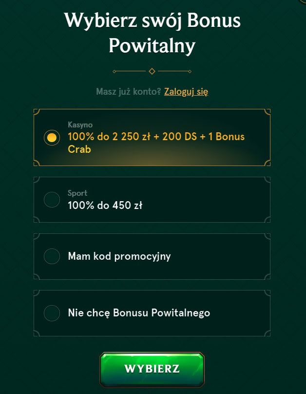 Wybierz swój bonus